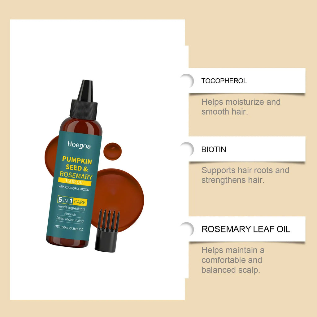 Rosemary essential oil hair care kit showing 100ml bottle with pointed nozzle and hair comb