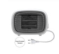 Mini PTC ceramic heater in green, white or yellow colours showing compact dimensions