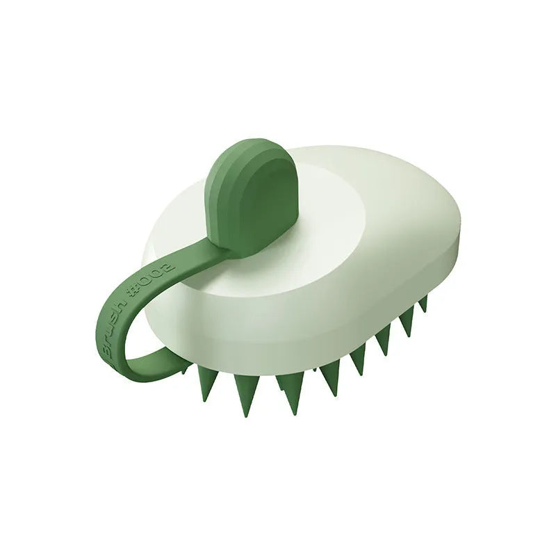 Handheld silicone pet grooming brush for hair removal and massage during bath time