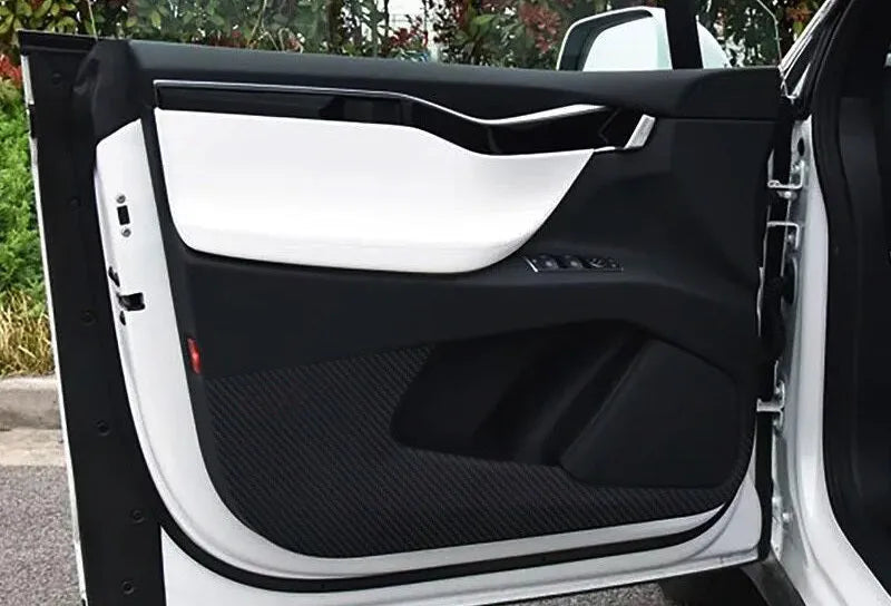 Carbon fibre protective film set for Tesla Model S door interior control areas