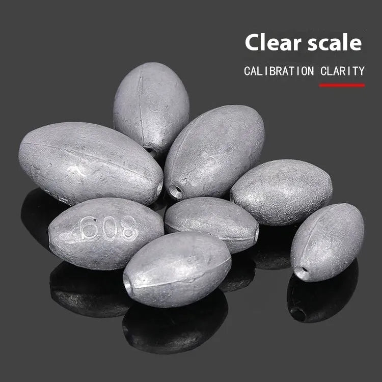 Tongxin olive lead fishing sinker with scale pattern, rugby shape, and plastic core in various weights