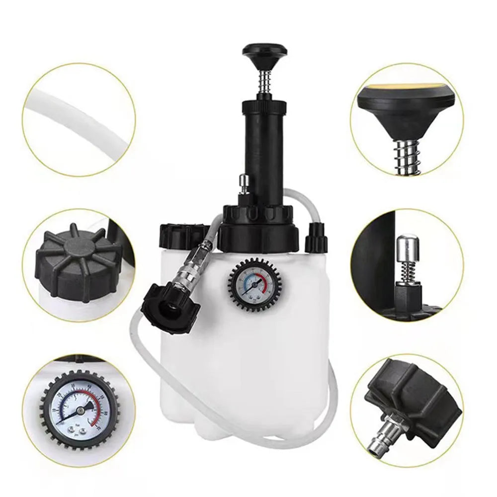 White 3L brake oil tank replacement tool for automotive brake fluid exchange