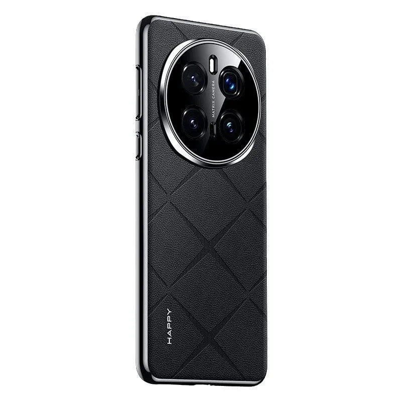 Electroplated plain leather phone case for Glory 300 in black showing all-inclusive drop-resistant cover