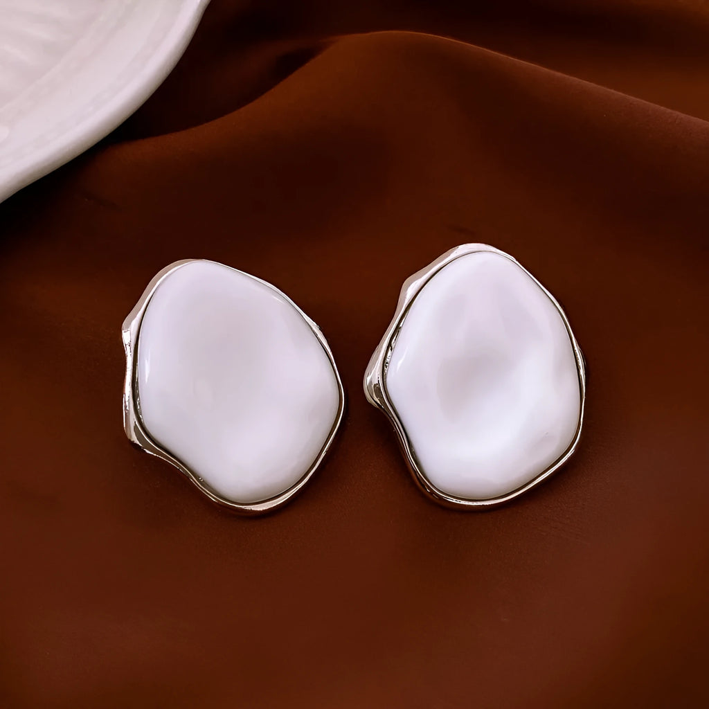 Silver Needle White irregular handmade acrylic earrings for women