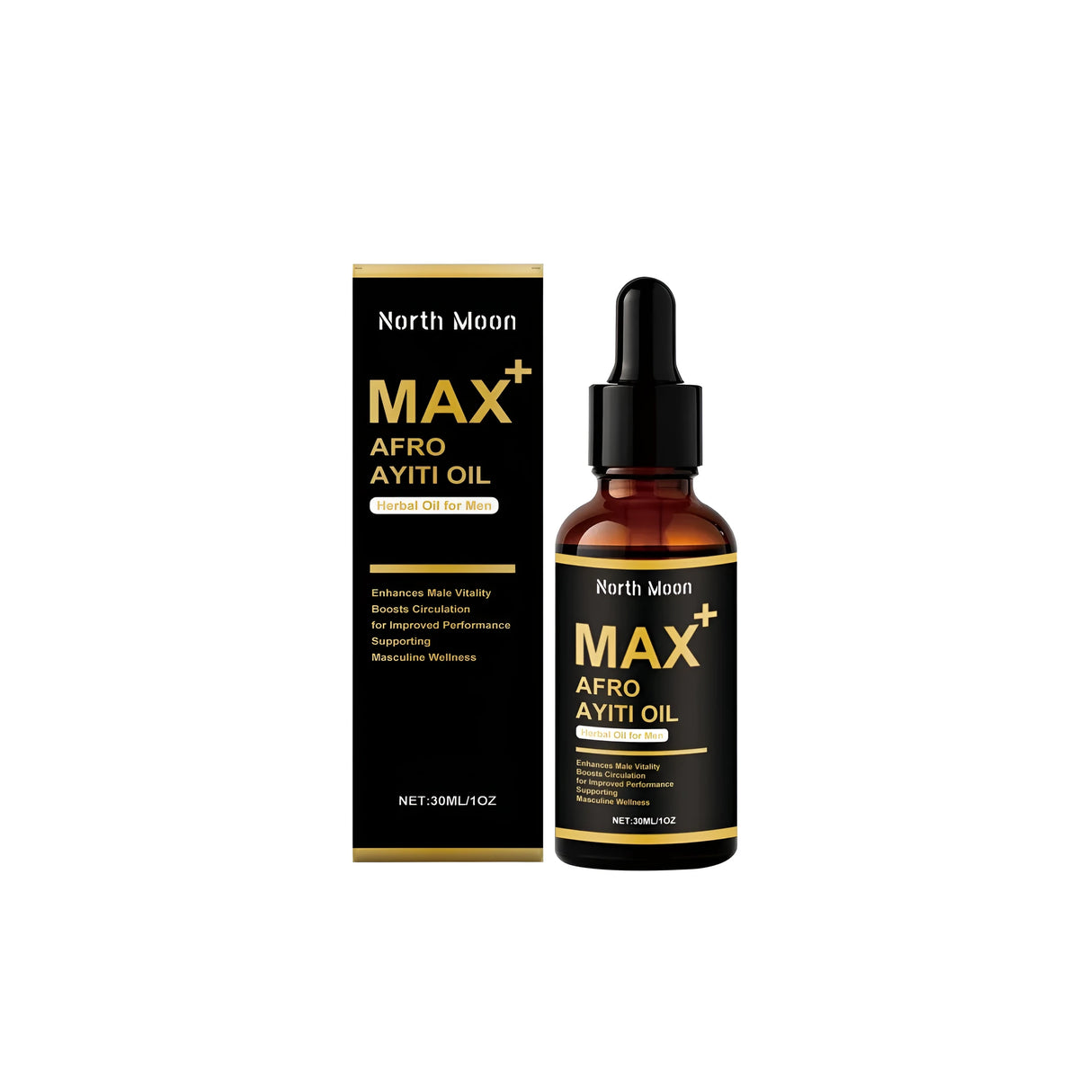 Male Enhanced Massage Oil 30ml bottle with vitamin E and ginger root extract