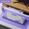 AJAZZ AK680 red and white wired mechanical gaming keyboard with hot-swappable switches on a desktop.
