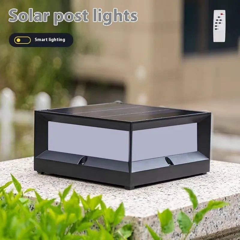Aluminium solar LED column light for outdoor garden or doorway illumination with IP54 waterproof rating