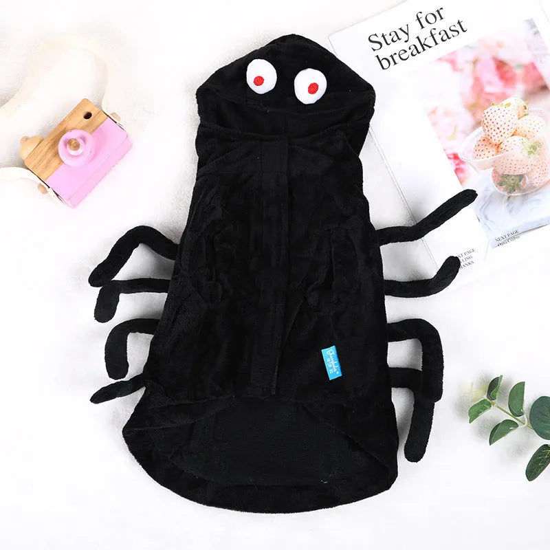 Halloween spider costume for dogs and cats in polyester with full-length design