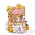 Cold porcelain cat jewellery box music box with rotating snowflakes and light, 18-note Yunsheng movement, 155 x 120 x 170mm