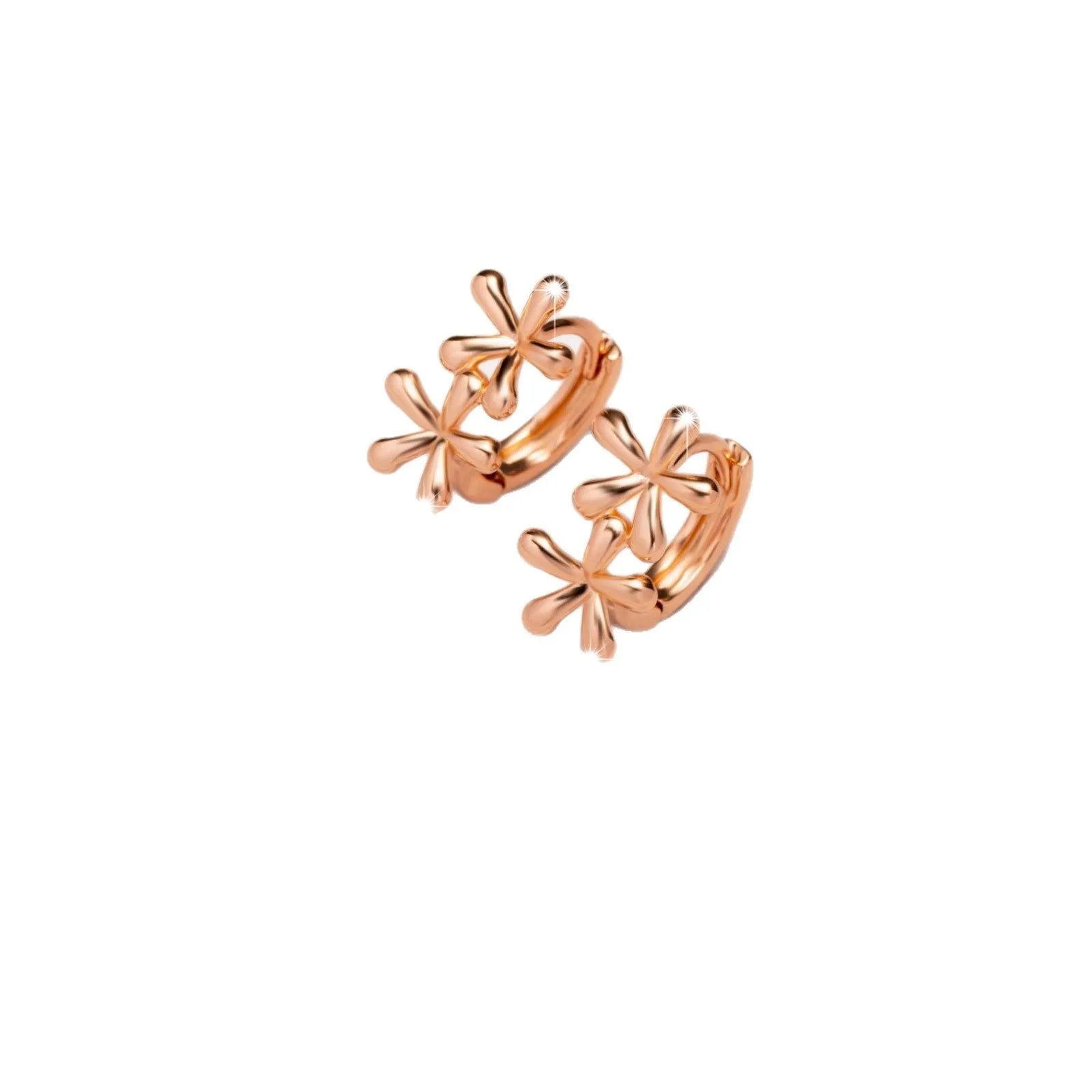 Rose gold circular waterdrop flower earrings with fresh sweet design for women