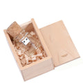 Chocolate brown wooden bottle-shaped USB flash drive with a custom graphic on its surface