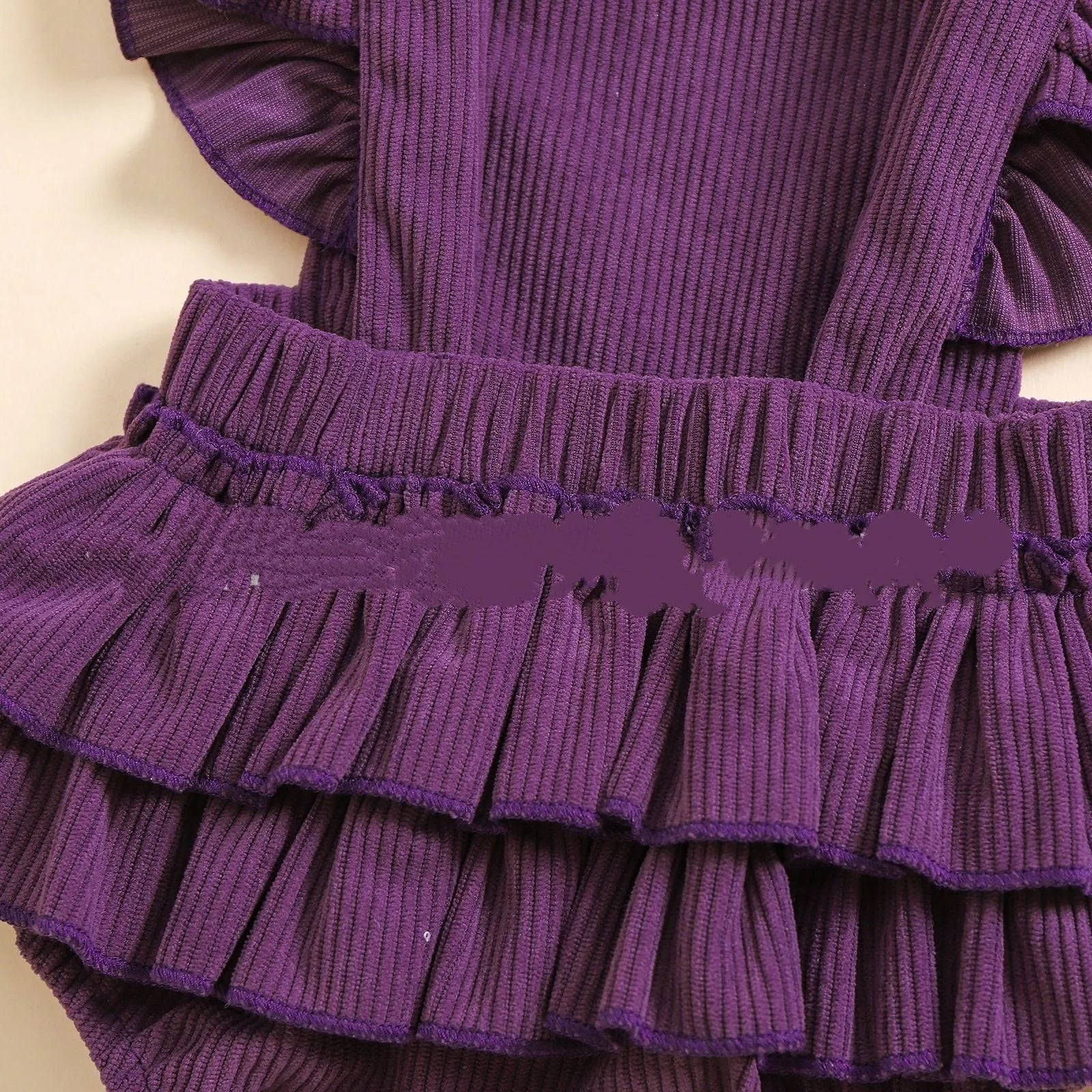Purple baby Halloween toddler carrier towel jumpsuit with embroidery and headband for girls 70-100cm