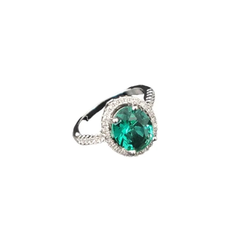 Round zircon ring with electroplated alloy band, available in multiple colours and sizes 6 to 10