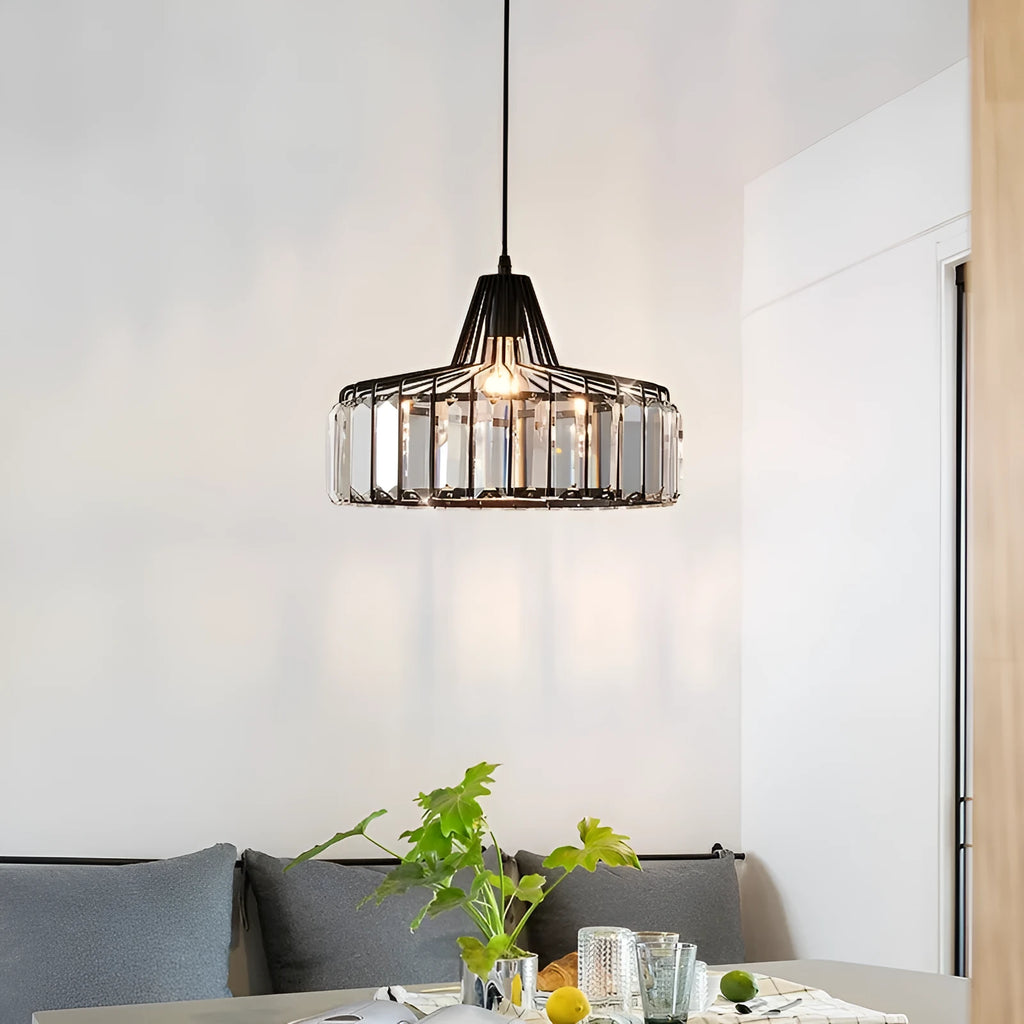 Modern crystal ceiling droplight with LED lighting and decorative crystal elements