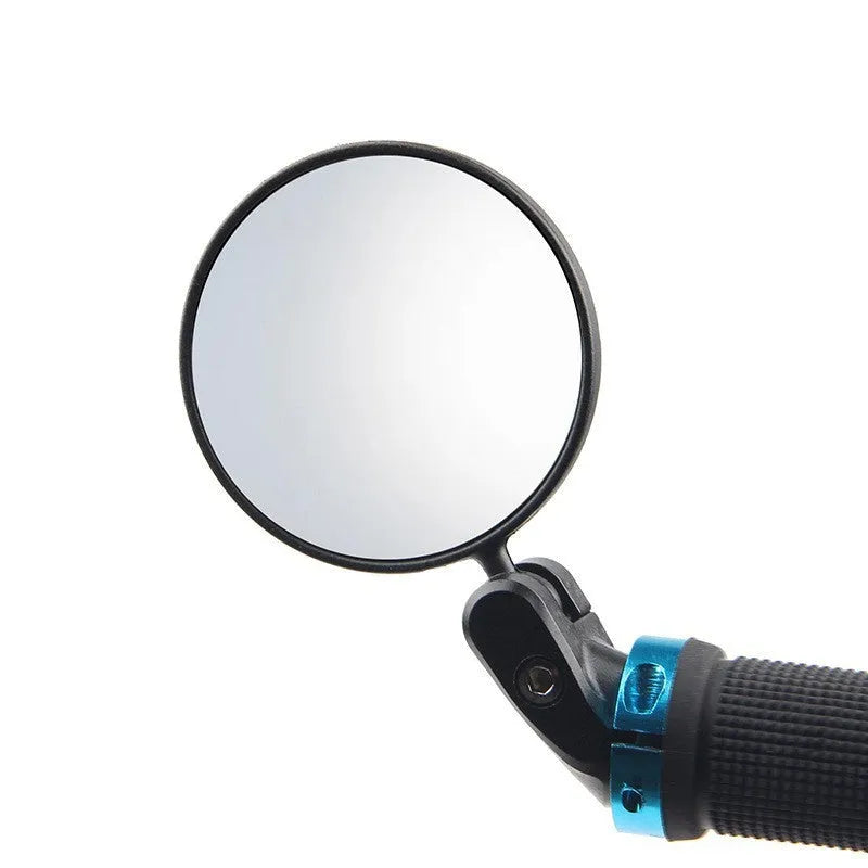 Black foldable convex rearview mirror for vehicles showing 7 cm diameter reflector and adjustable mounting