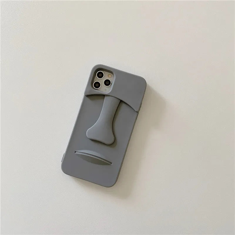 Grey cartoon stone soft rubber mobile phone case for Apple iPhone models