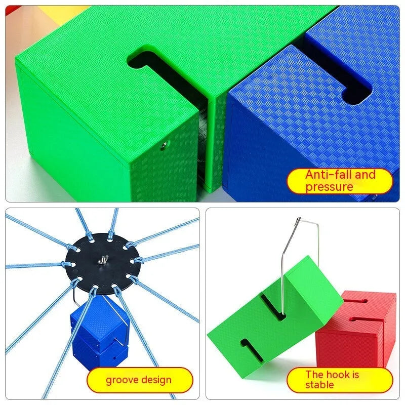 ABS plastic outdoor team building tower game equipment with pull ropes and multiple colour options