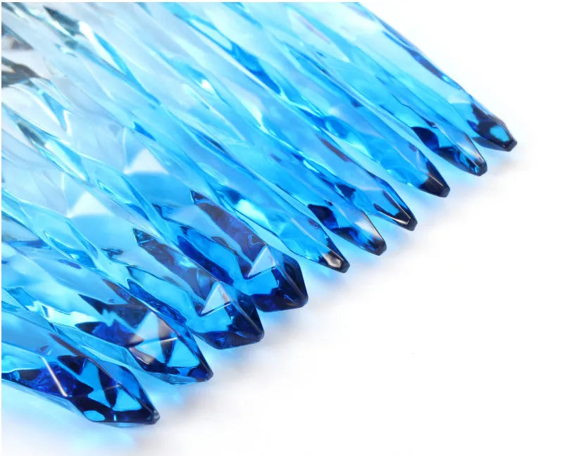 Set of 10 clear crystal foundation brushes with coloured handles.