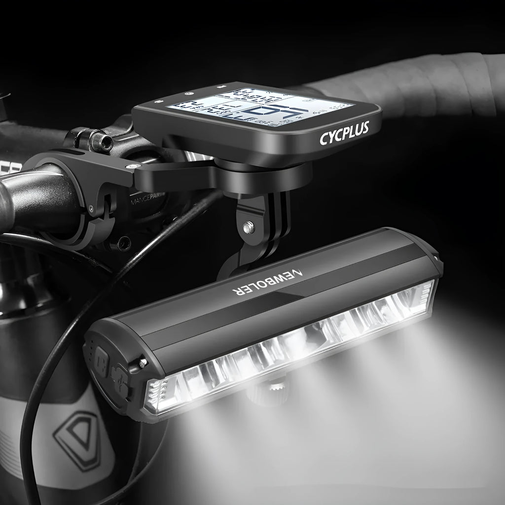 Baojia lifting bracket bicycle light with black plastic housing and taillight, 10000mAh rechargeable model