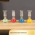 7cm coloured glass trumpet pipe in geometric design with transparent finish