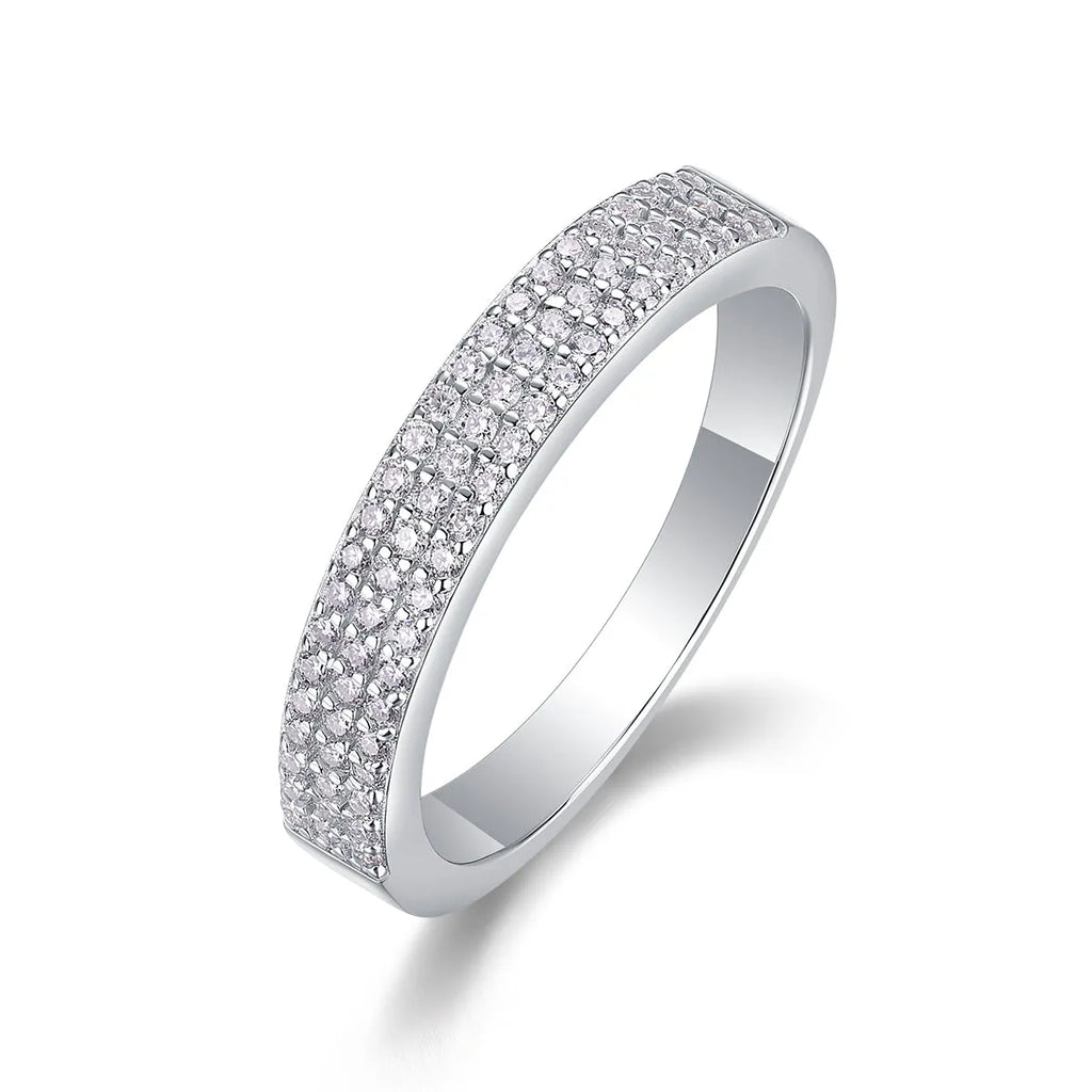 Wedding ring set with moissanite stone in S925 silver platinum plating gift box