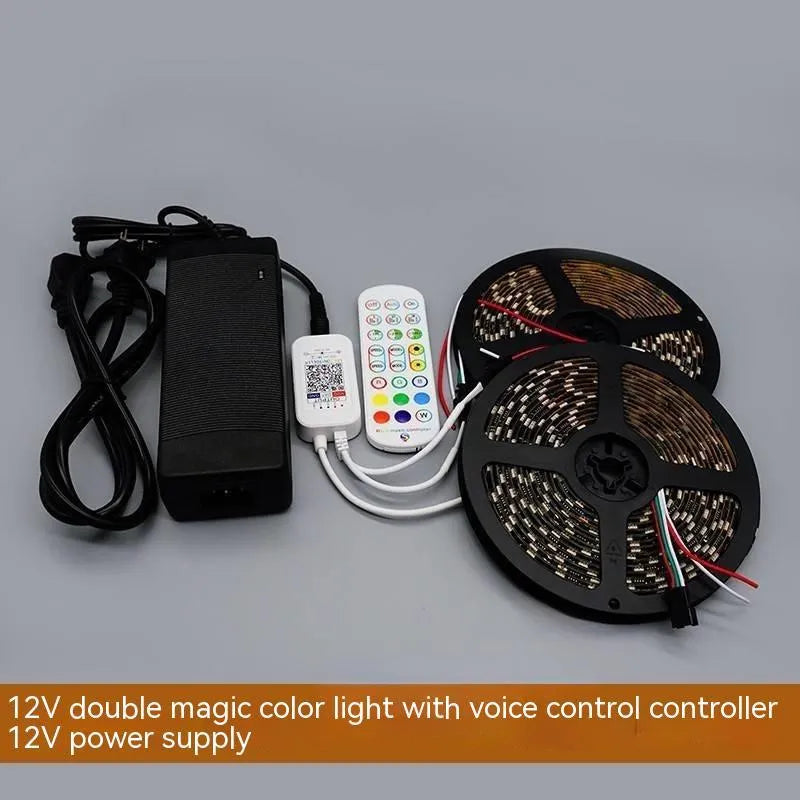 Programmable voice-controlled LED light strip, DC12V, FPCB black soft board, epoxy IP65 waterproof, multiple lengths