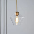 Nordic minimalist glass single head chandelier with gold hardware and cognac shade 17cm diameter
