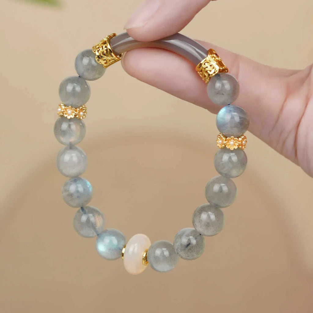Light green emerald jadeite half bracelet with ice-like texture and round beads