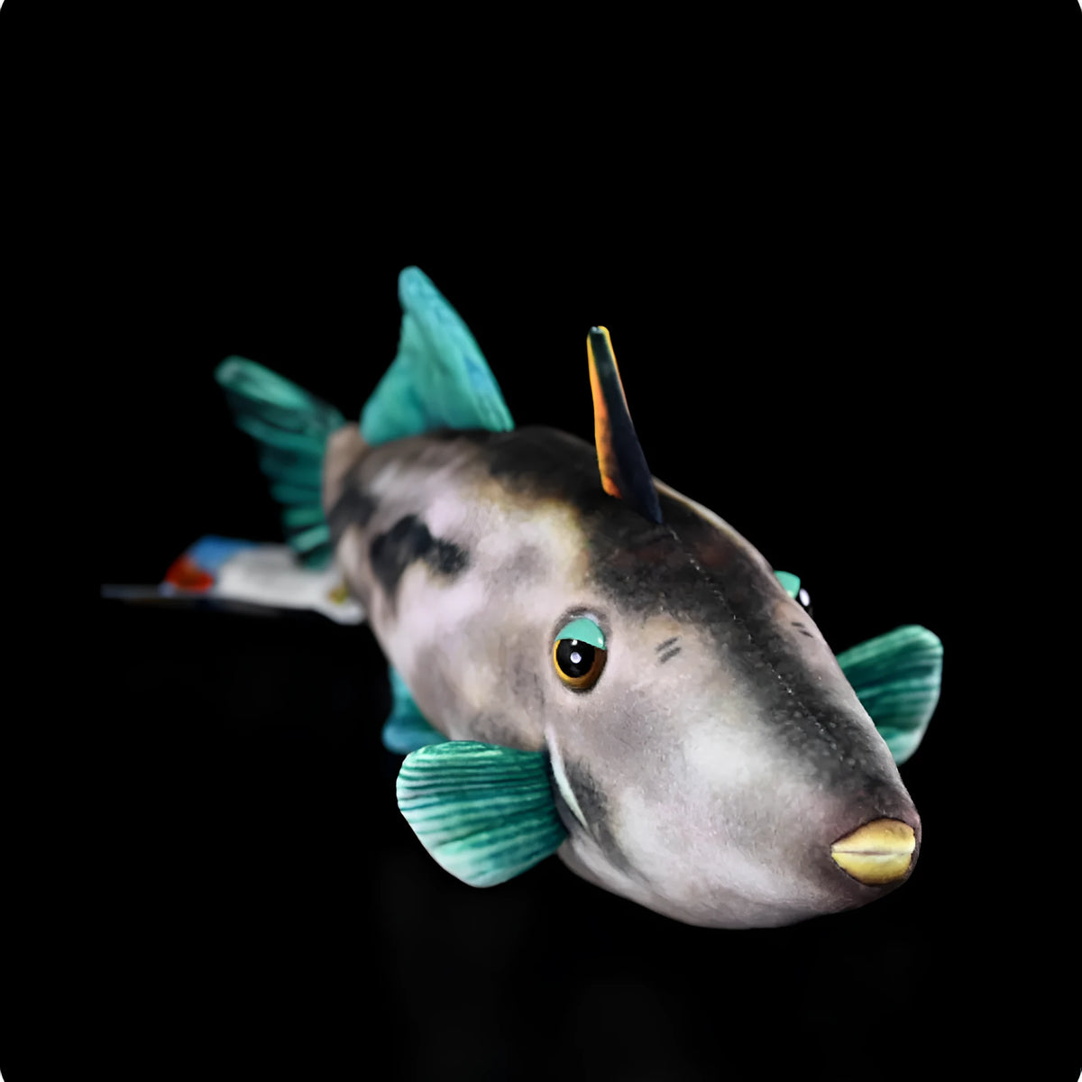 Green fin pufferfish plush toy 42cm flannel doll with PP cotton filling