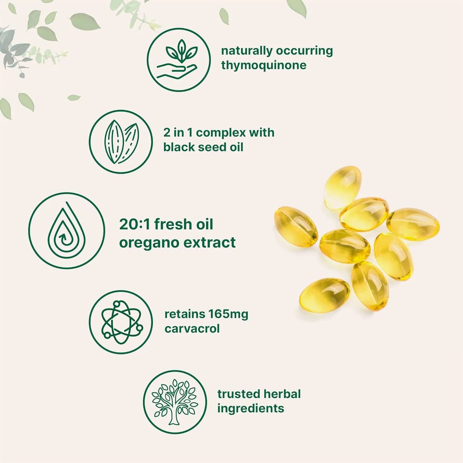 Pack of butter black seed oil soft gelatine capsules, 500mg extract per capsule.