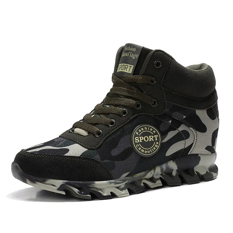 Women's green camouflage pattern canvas sneakers with rubber sole