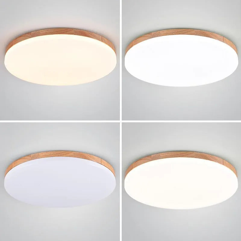 Japanese minimalist wooden art ceiling lamp with acrylic shade in three size options