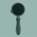 Double sided pink cat brush with release button and flea comb for grooming