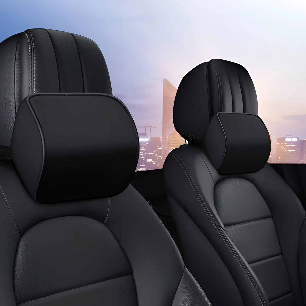 Memory foam car headrest with black red cotton cover and latex filler for business interior use