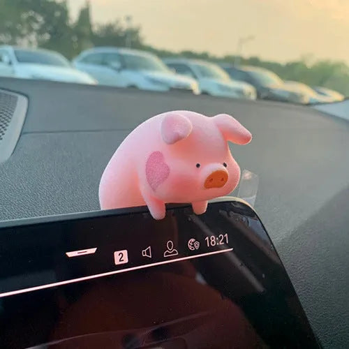 Cute 3D cartoon pig resin figurine for car dashboard decoration, shown in one of eight available styles.