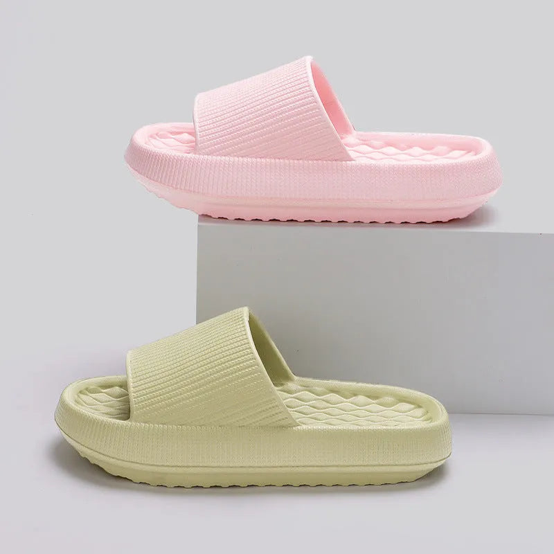 Summer EVA slippers solid colour rhombus stripe anti-slip new women's home shoes