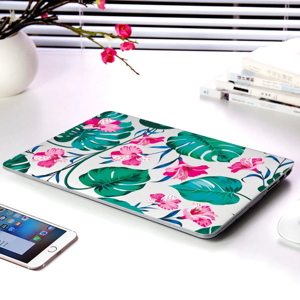 Plastic laptop protective shell with floral design for MacBook 11air and 12retina models