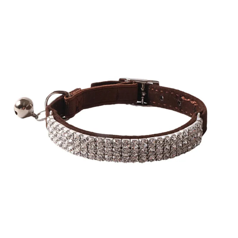 Soft flocking cat collar with elastic buckle in six colour options including pink, black, red