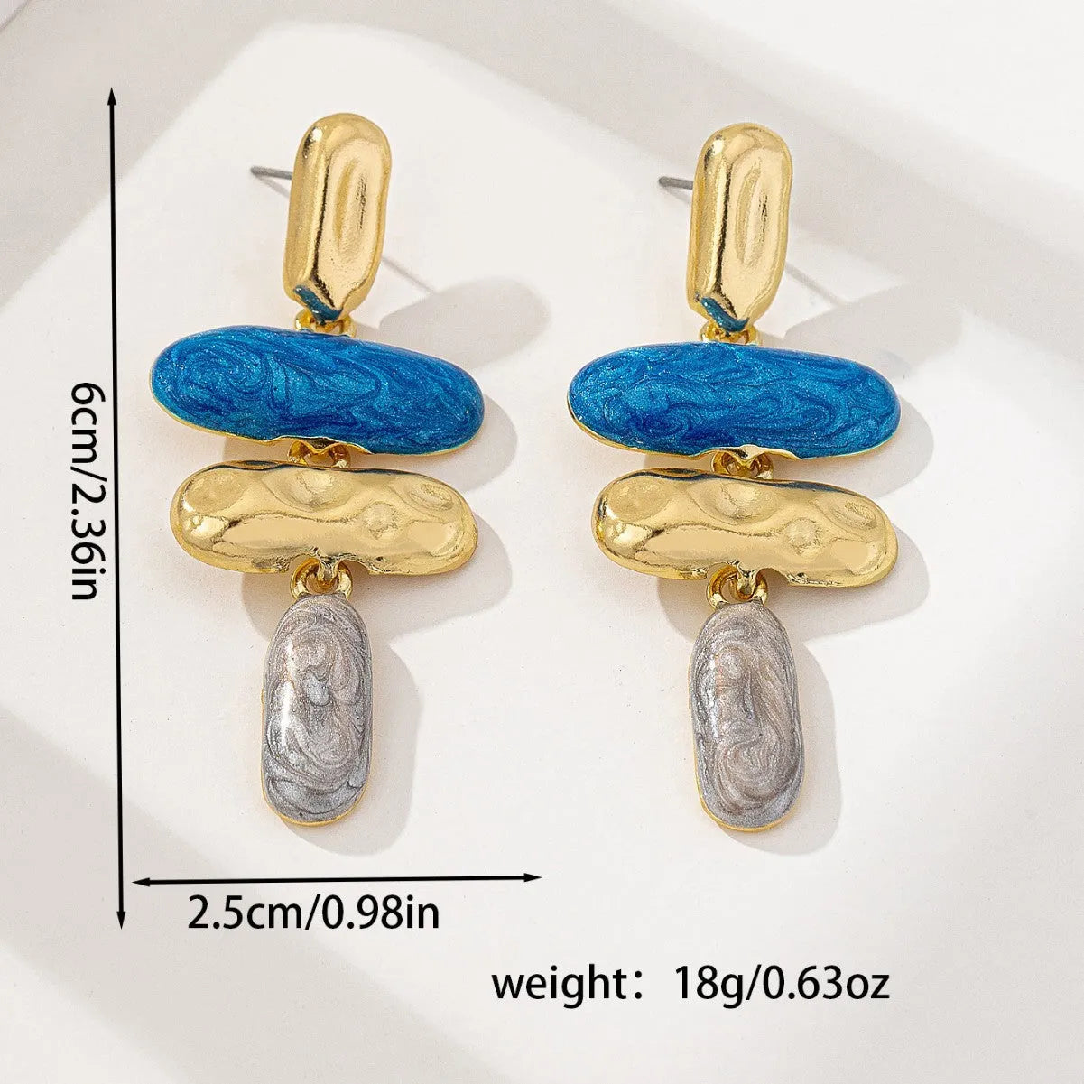 Zinc alloy geometric stud earrings with electroplated finish for women