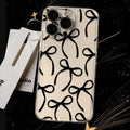 Black ribbon bow transparent TPU phone case for Apple iPhone 15 Pro Max