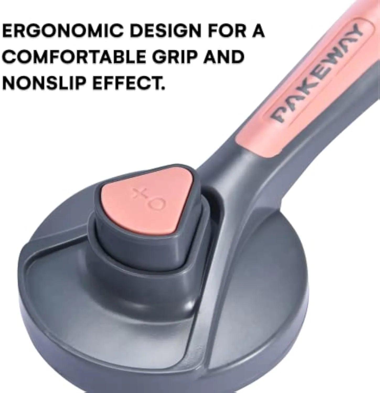 Grey self-cleaning slicker brush for grooming cats and dogs, showing the one-click cleaning button and soft-tipped bristles.