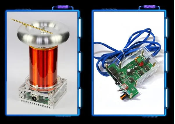 220V music Tesla coil driver board with controller and cables for SSTC plasma demonstrations.
