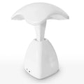 White modern LED desk lamp with touch controls and built-in battery for bedside use