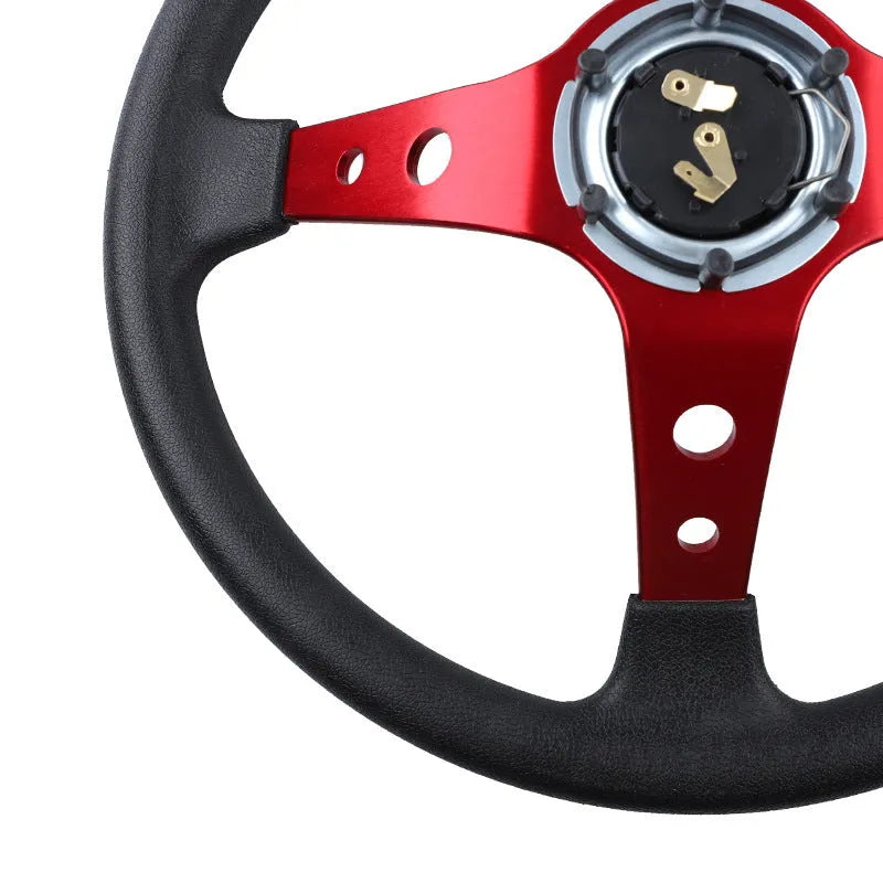 General car modified PU steering wheel in black for 70mm hole spacing fit