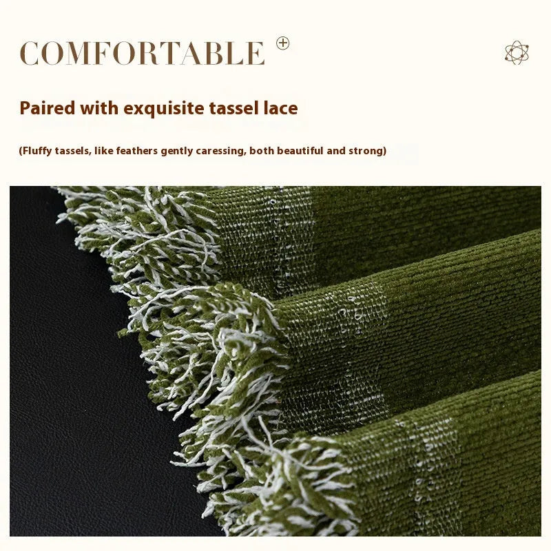 Chenille sofa cover with embroidered magnolia pattern in garland black, coffee, and green colours