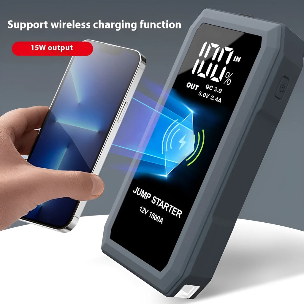 S606 16800mAh car jump starter with large screen and aluminium alloy casing