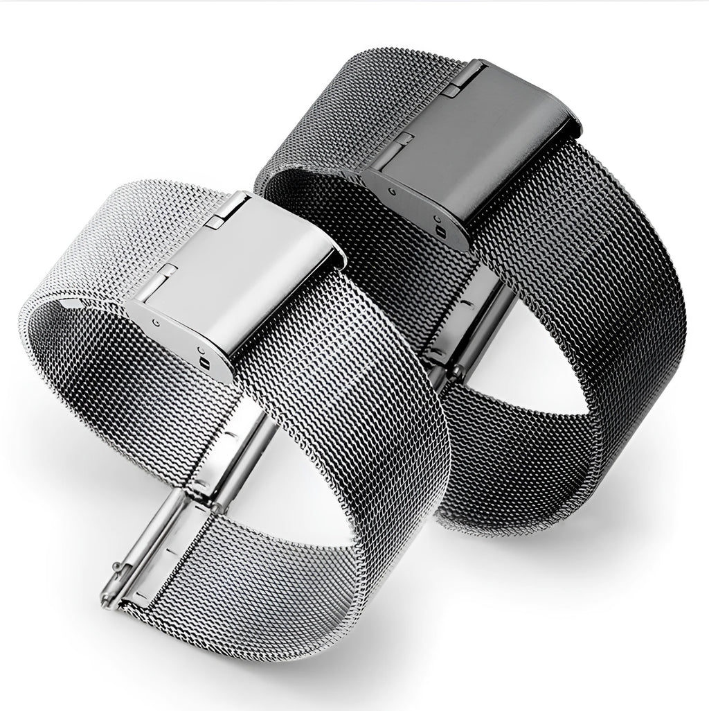 Milani silk woven stainless steel watch band in silver, black, rose gold or gold colour