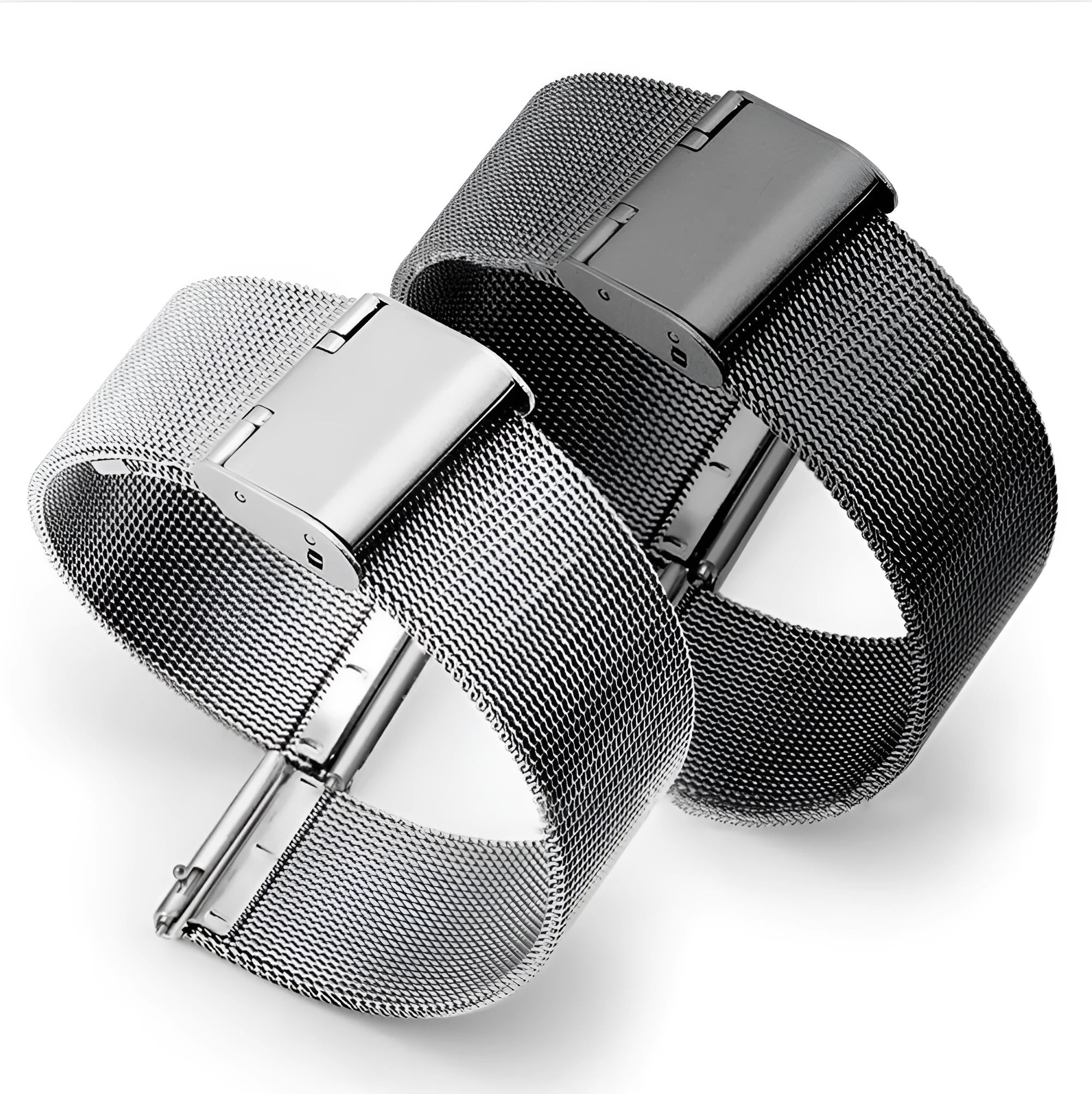 Milani silk woven stainless steel watch band in silver, black, rose gold or gold colour