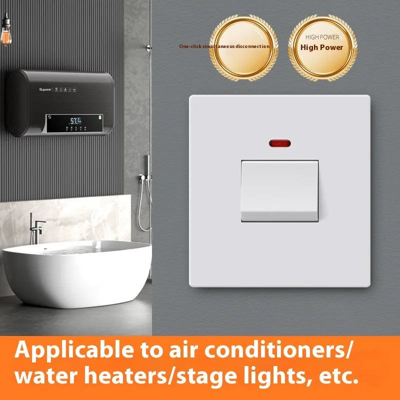Heavy-duty illuminated circuit breaker switch in grey finish for water heater or air conditioner