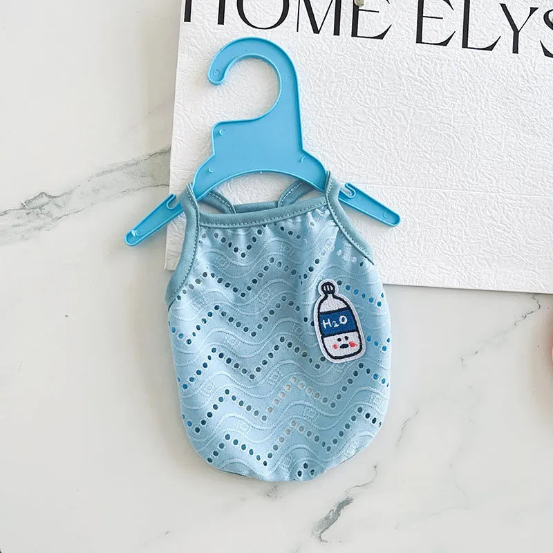 Cool mesh breathable strap pet vest for dogs in blue colour with adjustable straps